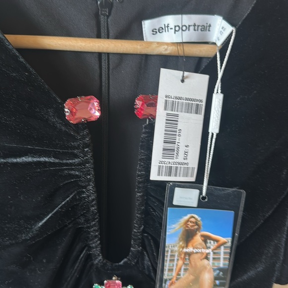 SELF-PORTRAIT Crystal-embellished gathered velvet midi dress - Picture 7 of 7